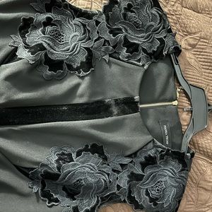 Ivanka Trump, Black dress with lace and velvet details, size 12